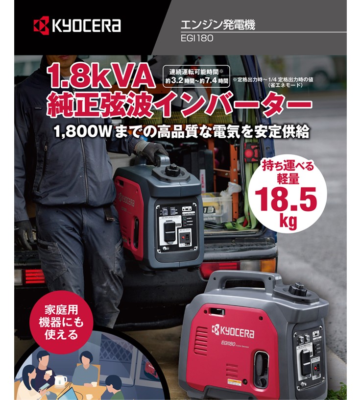 【ＰＤＦ】１８００Ｗまでの高品質な電気を安定供給　エンジン発電機